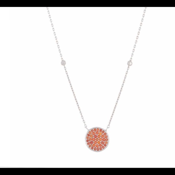 Argento Vivo Coral Pave Disc Pendant Necklace ☀️ - Picture 11 of 12